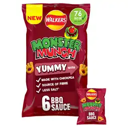 Tesco Walkers Monster Munch BBQ Sauce Flavour Crisps 6 x 16g offer