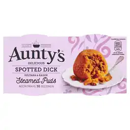 Tesco Auntys Spotted Dick Puddings 2 Pack 190G offer