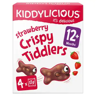 Tesco Kiddylicious Strawberry Crispy Tiddlers 4X12g offer