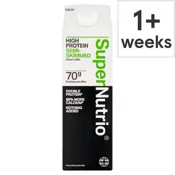 Tesco SuperNutrio High Protein Fresh Semi Skimmed Milk 1l offer