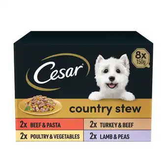 Tesco Cesar Country Stew Mixed Selection Wet Dog Food Tray 8x150g offer