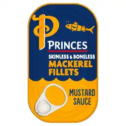 Tesco Princes Skinless Boneless Mackerel Fillets Mustard Sauce 125G offer