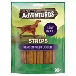 Tesco Adventuros Strips Dog Treats Venison Flavour 90g offer