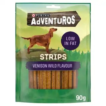 Tesco Adventuros Strips Dog Treats Venison Flavour 90g offer