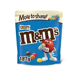 Tesco M&M's Crispy Milk Chocolate Pouch Bag 187g offer