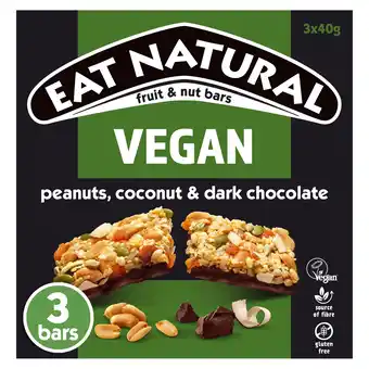 Tesco Eat Natural Fruit & Nut Vegan Peanuts Coconut & Dark Chocolate 40g X 3 offer