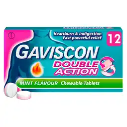 Tesco Gaviscon Double Action Mint Heartburn & Indigestion Chewable Tablets 12s offer
