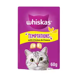 Tesco WHISKAS Temptations Cat Treats with Chicken & Cheese 60g offer