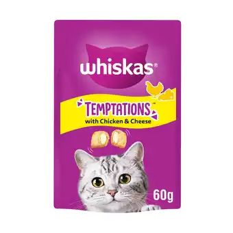 Tesco WHISKAS Temptations Cat Treats with Chicken & Cheese 60g offer