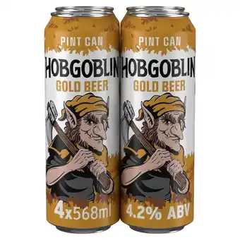 Tesco Hobgoblin Gold Ale Beer Can 4 x 568ml offer