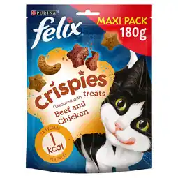 Tesco Felix Crispies Cat Treats - Beef and Chicken 180g offer