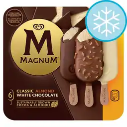 Tesco Magnum Classic, Almond & White Chocolate Ice Cream Sticks 6 Multipack (580ml) offer
