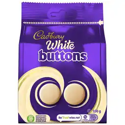 Tesco Cadbury White Chocolate Buttons Bag 100G offer