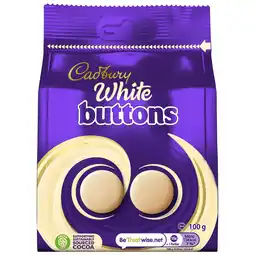 Tesco Cadbury White Chocolate Buttons Bag 100G offer
