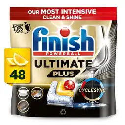 Tesco Finish Ultimate Plus All In One 48 Dishwasher Tablets Lemon 585.6g offer