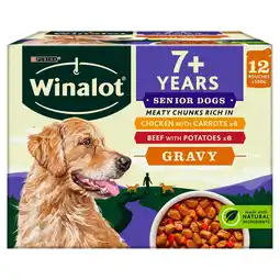 Tesco Winalot Senior Wet Dog Food Pouches Meat Selection In Gravy 12X100g offer