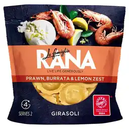 Tesco La Famiglia Rana Prawn, Burrata & Lemon Zest Girasoli 250g offer