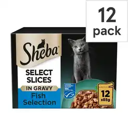 Tesco Sheba Select Slices Wet Cat Food Pouches Fish in Gravy 12x85g offer