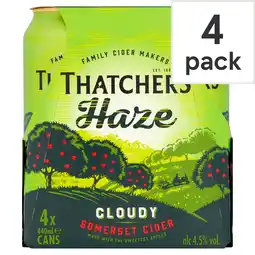 Tesco Thatchers Haze Cider 4X440ml Can offer