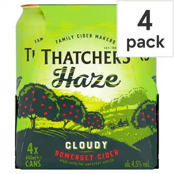 Tesco Thatchers Haze Cider 4X440ml Can offer