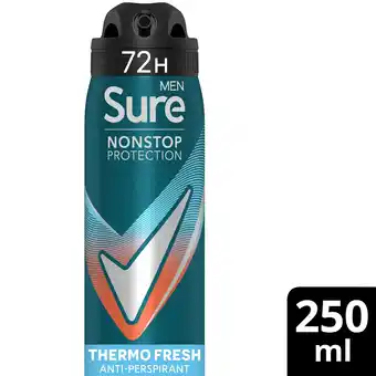 Tesco Sure Men Thermo Fresh 72h Nonstop Protection Antiperspirant Deodorant 250ml offer