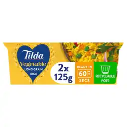 Tesco Tilda Pots Vegetable Long Grain Rice 2 x 125g offer