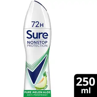 Tesco Sure Women Pure Melon Aloe 72h Nonstop Protection Antiperspirant Deodorant 250ml offer