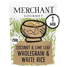 Tesco Merchant Gourmet Coconut & Lime Leaf Wholegrain & White Rice 250g offer