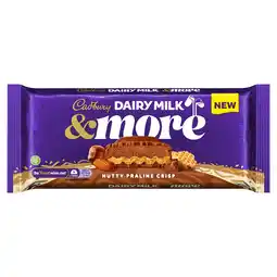 Tesco Cadbury Dairy Milk &More Nutty Praline Crisp Chocolate Bar 180g offer