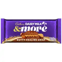 Tesco Cadbury Dairy Milk &More Nutty Praline Crisp Chocolate Bar 180g offer