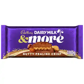 Tesco Cadbury Dairy Milk &More Nutty Praline Crisp Chocolate Bar 180g offer