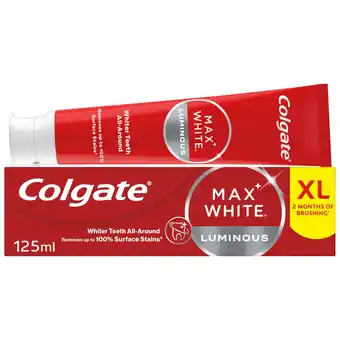 Tesco Colgate Max White Luminous Whitening Toothpaste 125ml offer