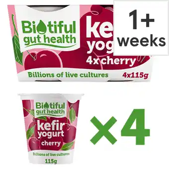 Tesco Biotiful Gut Health Multipack Kefir Yogurt Cherry 115g x 4 offer