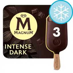 Tesco MAGNUM INTENSE DARK CHOCOLATE ICE CREAM STICKS 3 X100ML offer