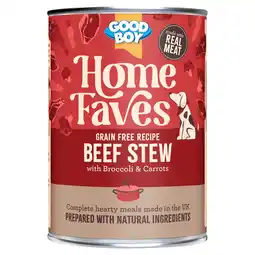 Tesco Good Boy Home Faves Grain Free Beef Stew Dog Food 395g offer