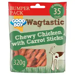 Tesco Good Boy Wagtastic Chicken & Carrot Sticks 320G offer