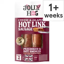 Tesco The Jolly Hog Cheddar & Jalapeno Hot Link Sausage 274g offer