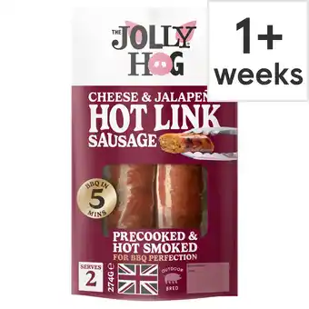Tesco The Jolly Hog Cheddar & Jalapeno Hot Link Sausage 274g offer
