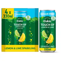 Tesco Volvic Sugar Free Sparkling Water - Touch of Lemon & Lime 4 x 330ml offer