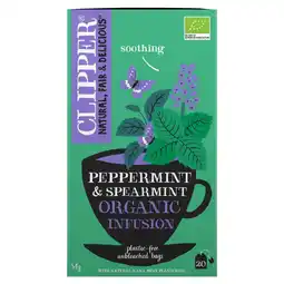 Tesco Clipper Organic Infusion - Peppermint & Spearmint 20 Pack 34g offer
