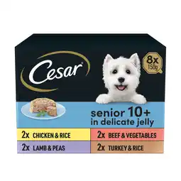 Tesco Cesar Senior Wet Dog Food Trays in Delicate Jelly 8x150g offer