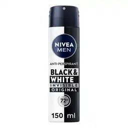 Tesco NIVEA MEN Black & White Original Anti-Perspirant Deodorant Spray 150ml offer