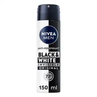 Tesco NIVEA MEN Black & White Original Anti-Perspirant Deodorant Spray 150ml offer