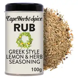 Tesco Cape Herb & Spice Rub Greek Style Lemon & Herb Seasoning 100g offer