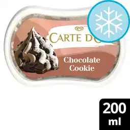 Tesco CARTE D'OR INDLGNT CHOCOLATE COOKIE MINI ICE CREAM TUB 200ML offer
