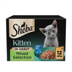 Tesco Sheba Kitten Wet Cat Food Mixed Selection in Gravy 12x85g offer