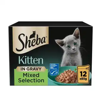 Tesco Sheba Kitten Wet Cat Food Mixed Selection in Gravy 12x85g offer