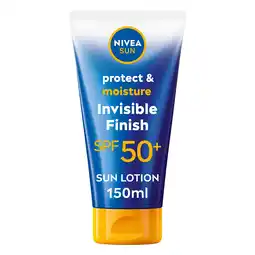 Tesco NIVEA SUN Protect & Moisture Invisible Finish Sun Cream Lotion SPF50+ 150ml offer