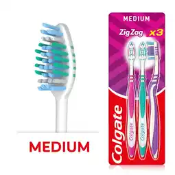 Tesco Colgate ZigZag Medium Toothbrush 3 Pack offer