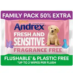 Tesco Andrex Fresh and Sensitive Flushable Hygiene Wipes 45 Wipes offer
